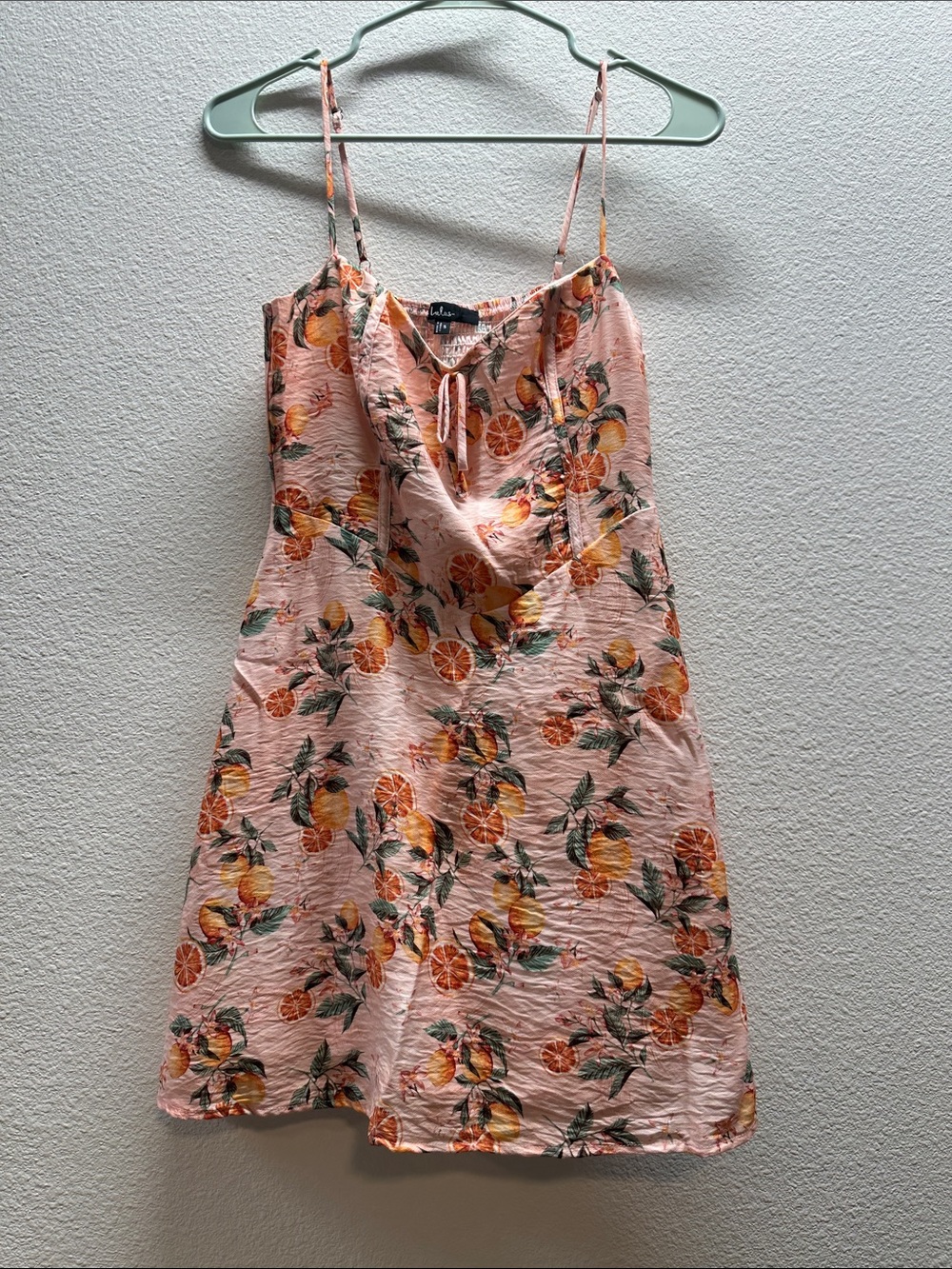 Lulus Light Pink Citrus Print Slip Sun Dress size SMALL